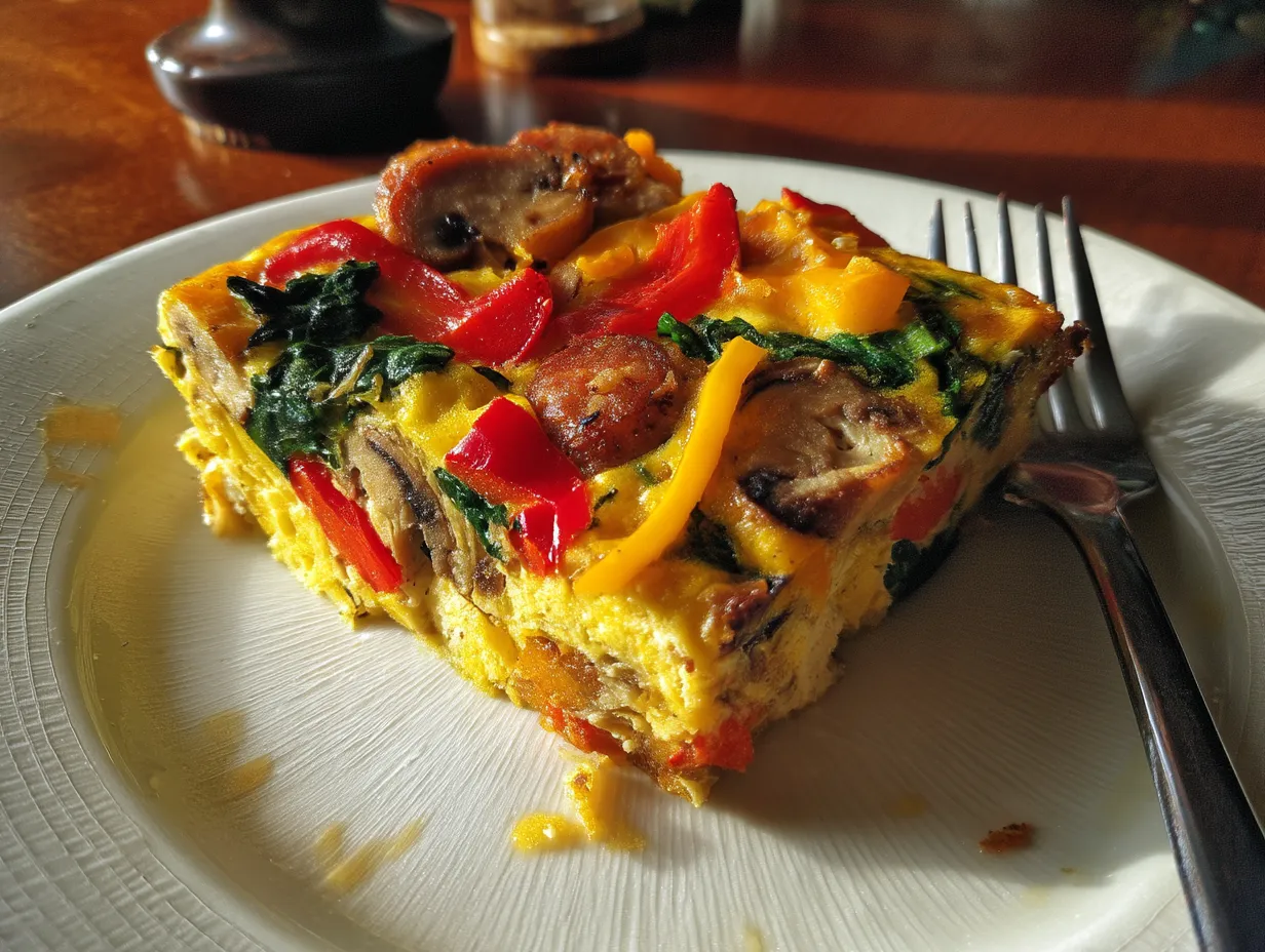 Ein leckerer proteinreicher Auflauf zum Frühstück.