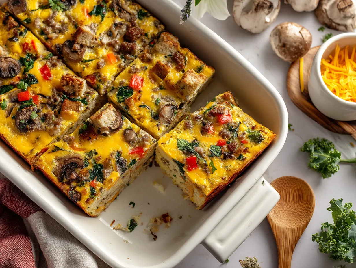 Ein köstlicher, proteinreicher Frühstücksauflauf.
