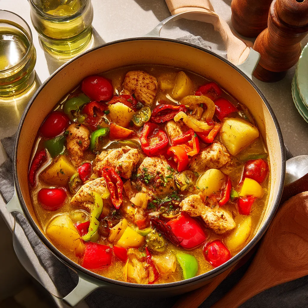 Eine Schüssel Hühnersuppe mit Löffel.
