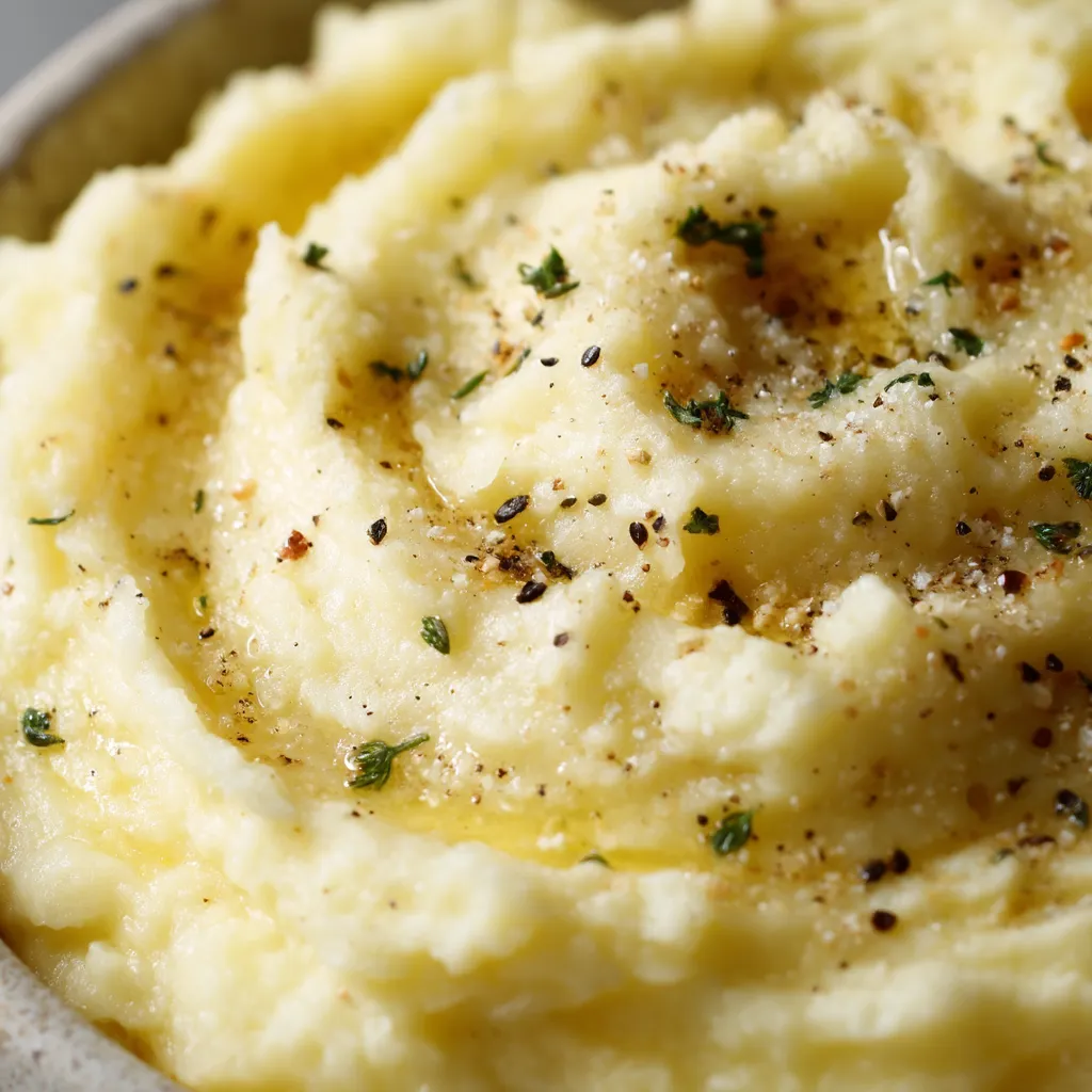 Eine Schüssel mit creamy kohlrabi & potato mash.