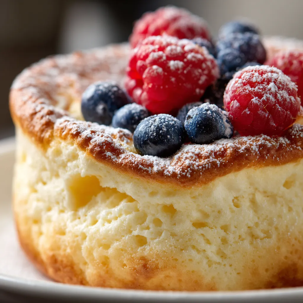 Ein Protein Quark Soufflé mit Raspberry- und Blaubeer-Zutaten.