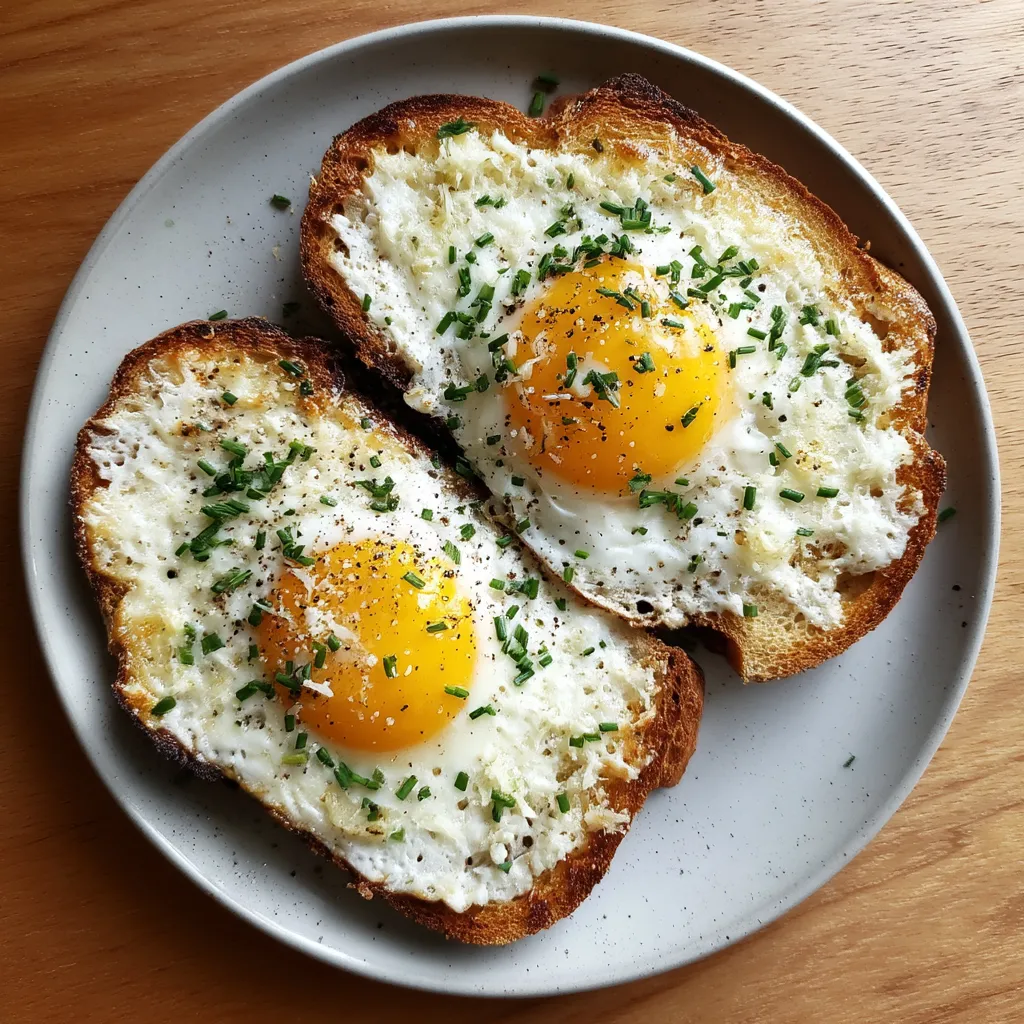 Ein Toast mit Eiern und Kräutern auf einem Teller.