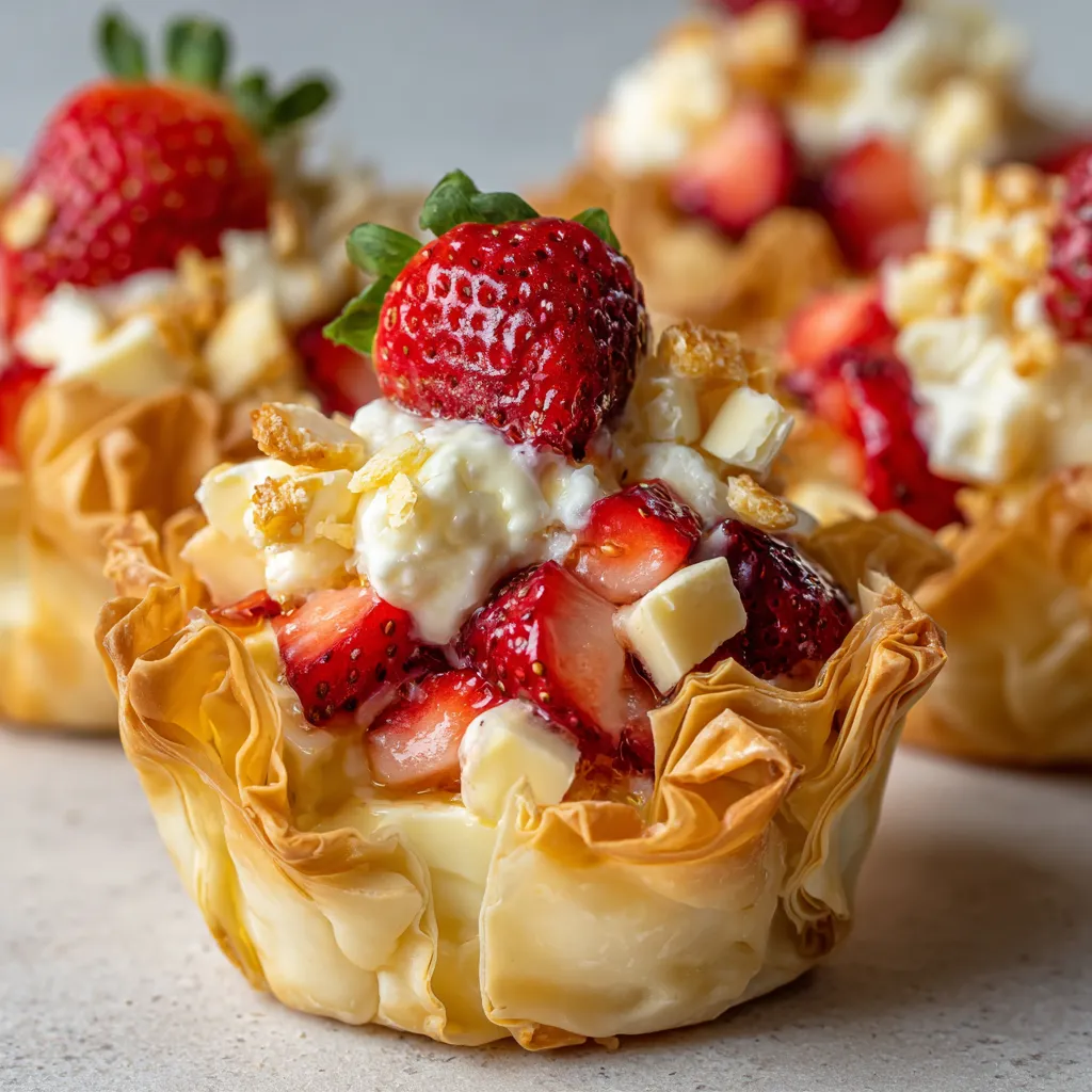 Ein Strudel mit Strawberries und Vanillecreme.
