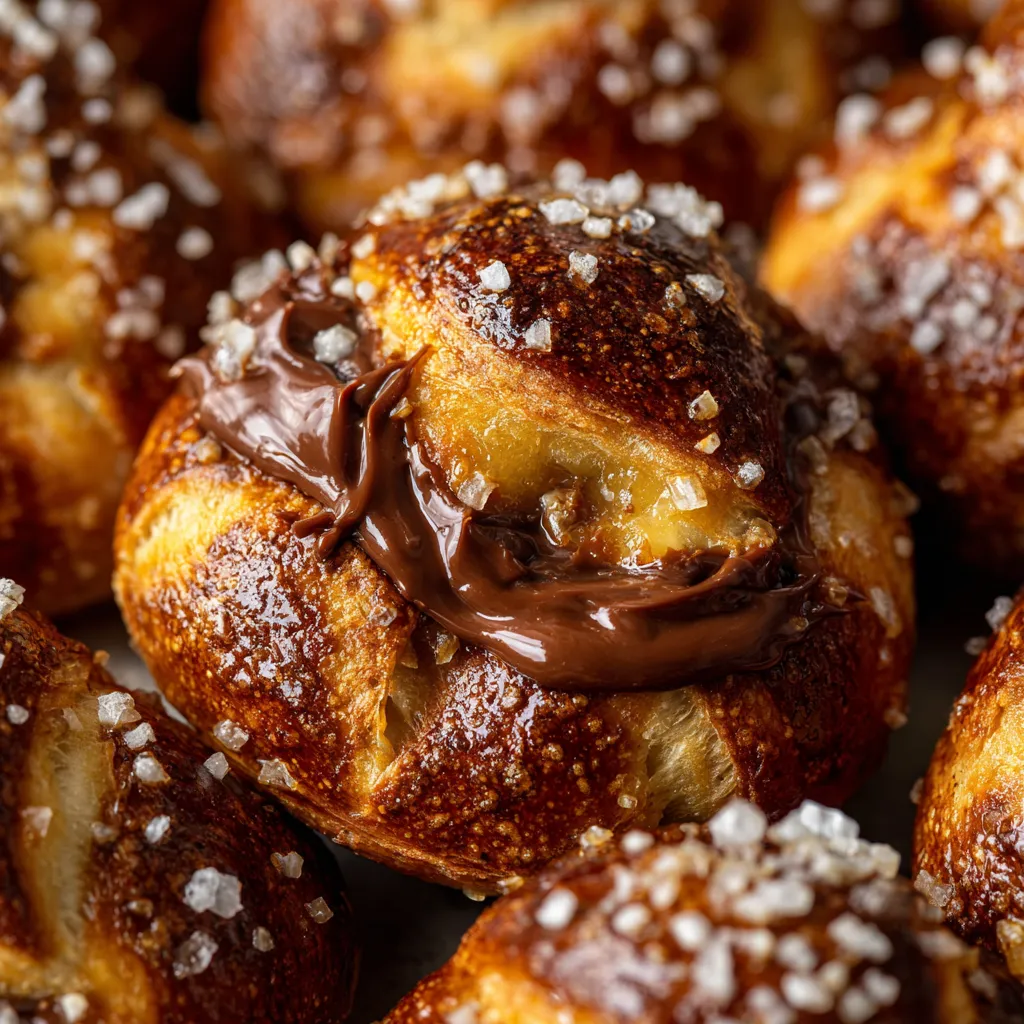 Eine Schoko-Brezel Bombs mit Schokoladensoße und Gewürzen.