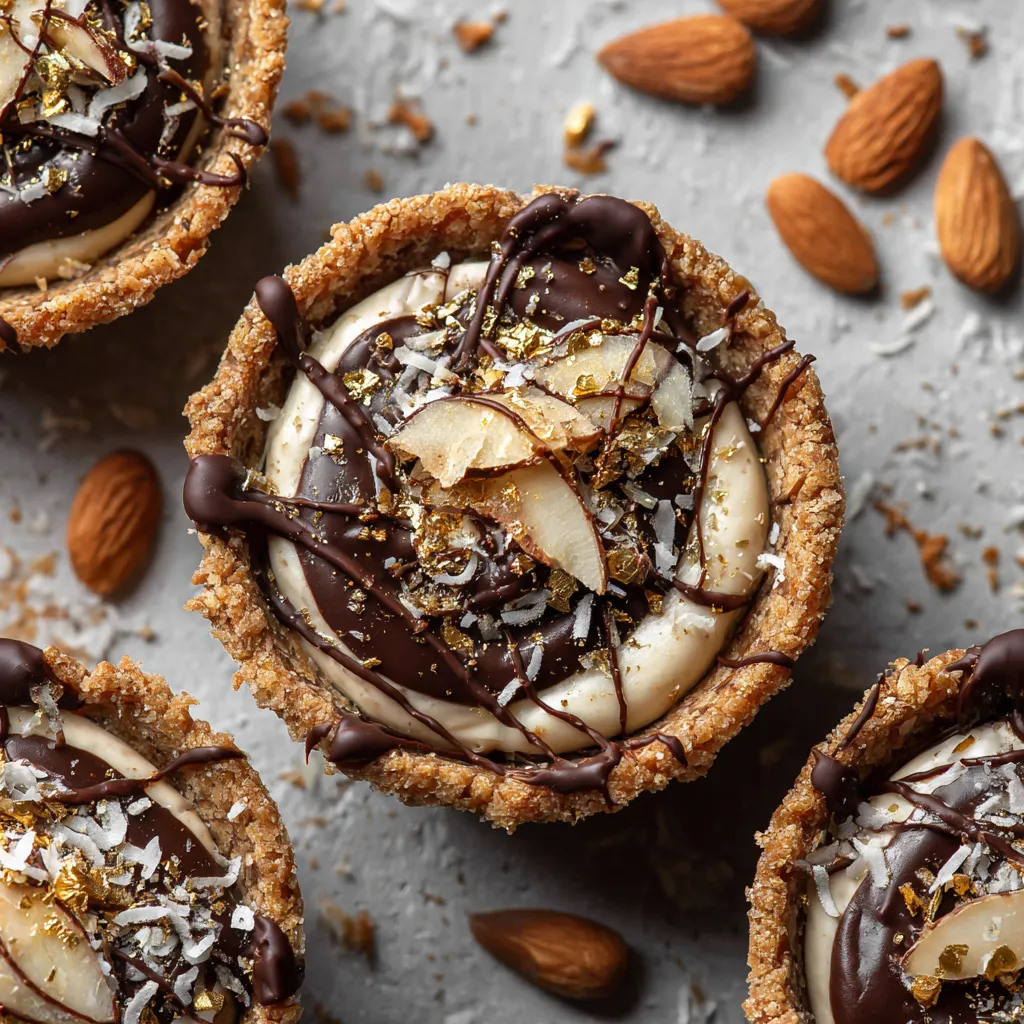 Ein Choco-Marzipan Cookie Cup mit Schokoladenglasur, Almonds und Nüssen.