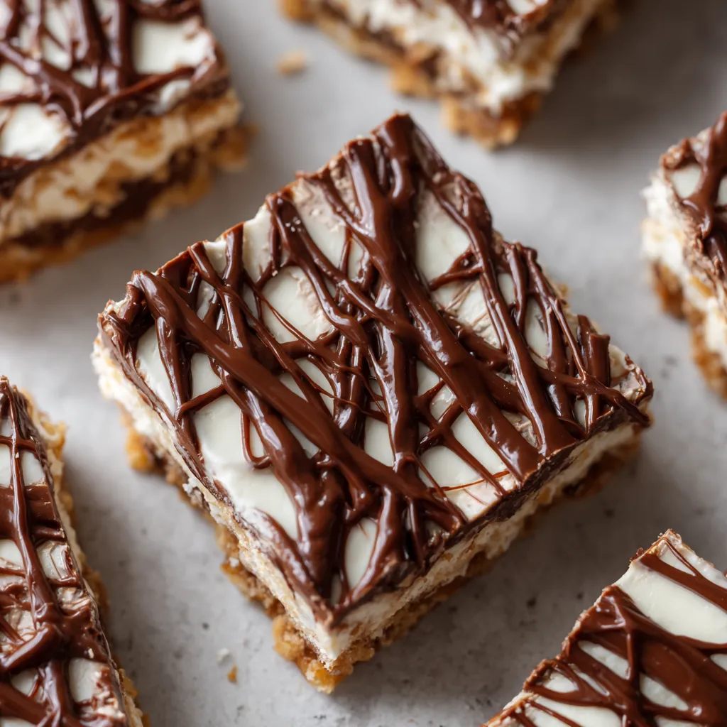 Eine Schicht von Milchmädchen Chocolate Drizzle Bars, die auf einem Teller liegen.