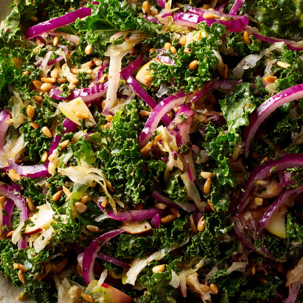 Ein Salat aus Kale und Sauerkraut.