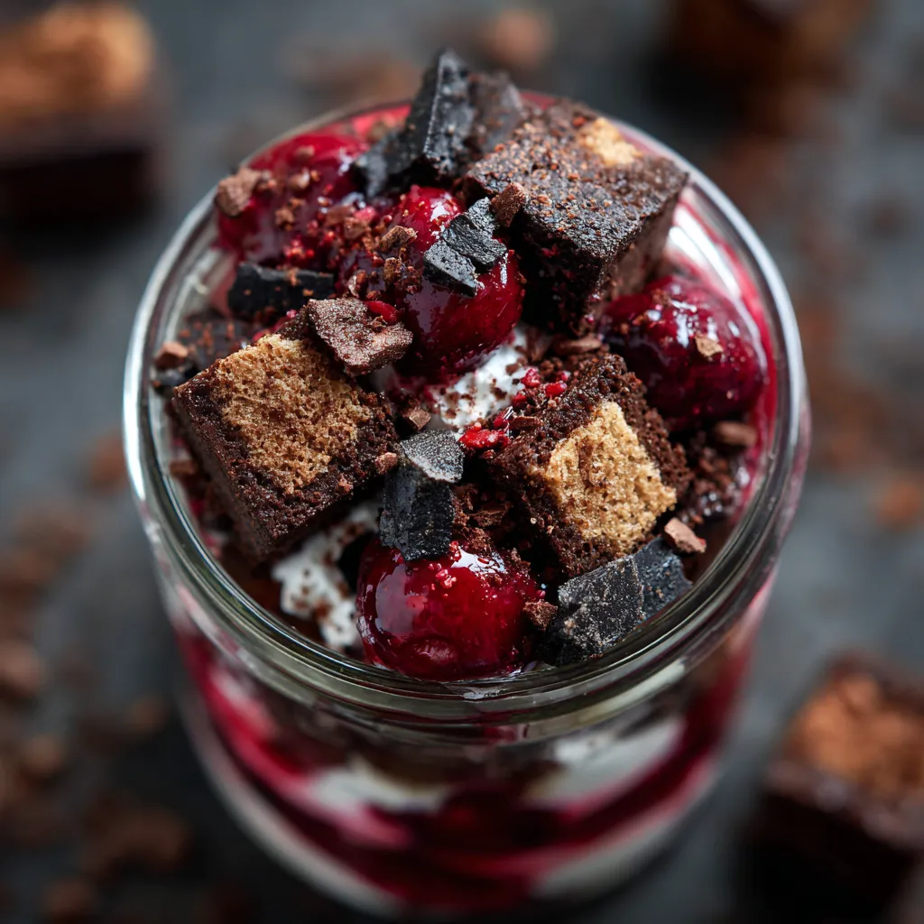 Eine Schüssel mit einer Mischung aus Schokolade, Zucker und Früchten, die in einem Glas mit Glasbläschen enthalten sind.