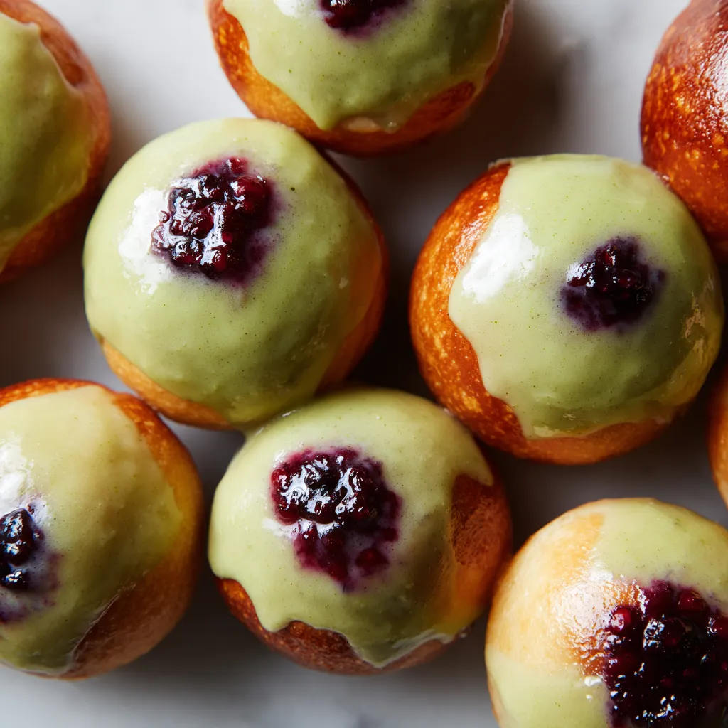 Matcha-Berry Berliner Bombs.
