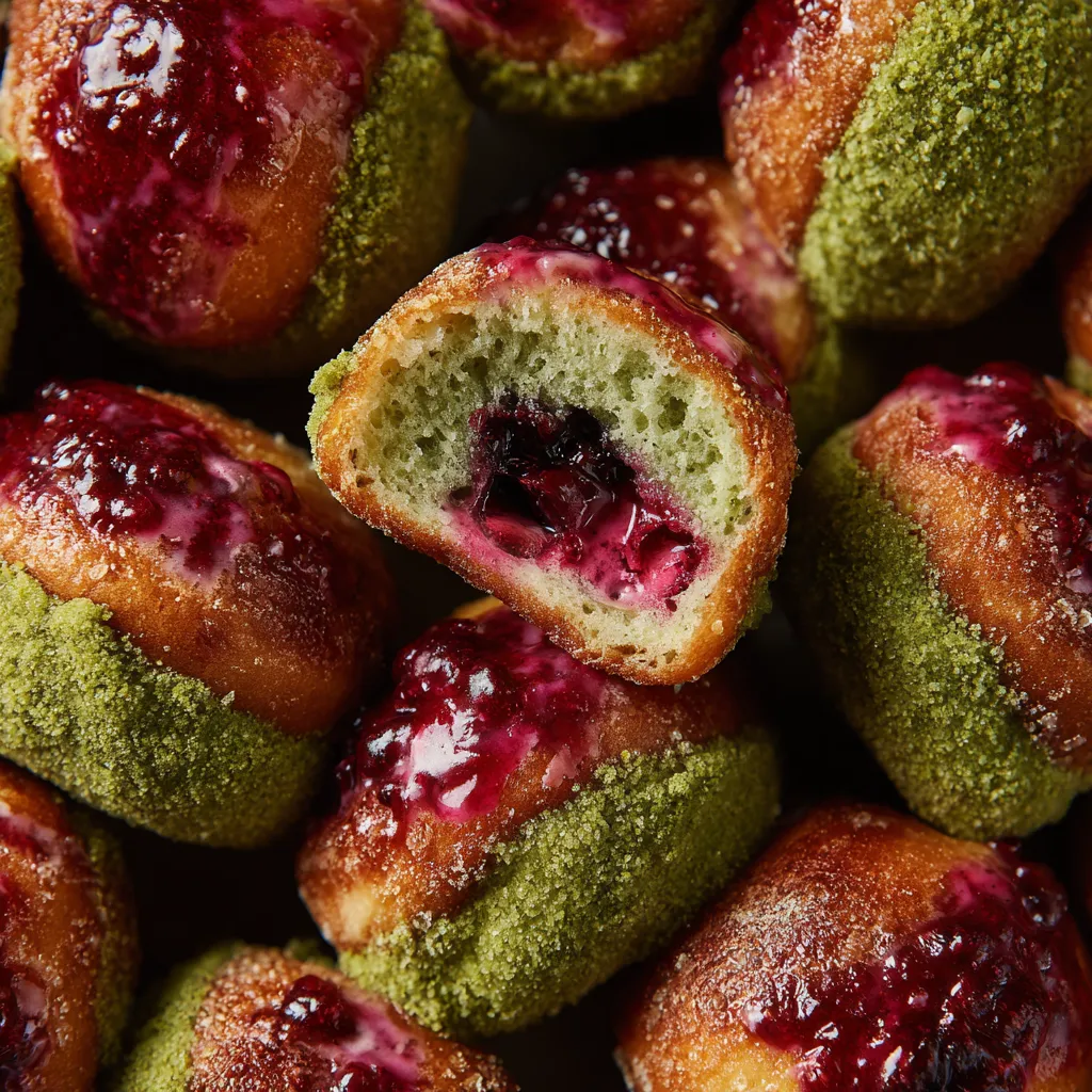 Matcha-Berry Berliner Bombs.