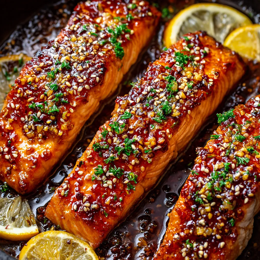 Salmon mit Honey Garlic Glaze.