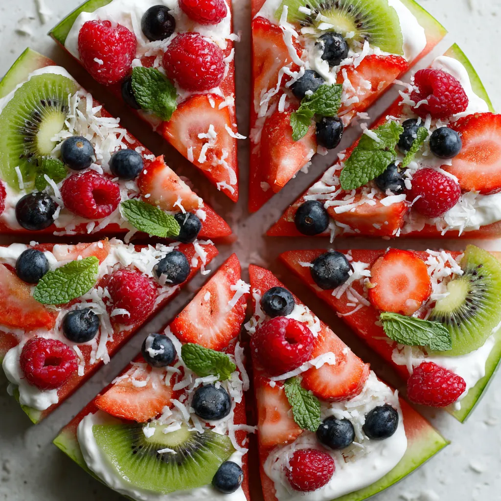 Eine süße Kombination aus Frucht und Käse, die als "Watermelon Pizza" bezeichnet wird.