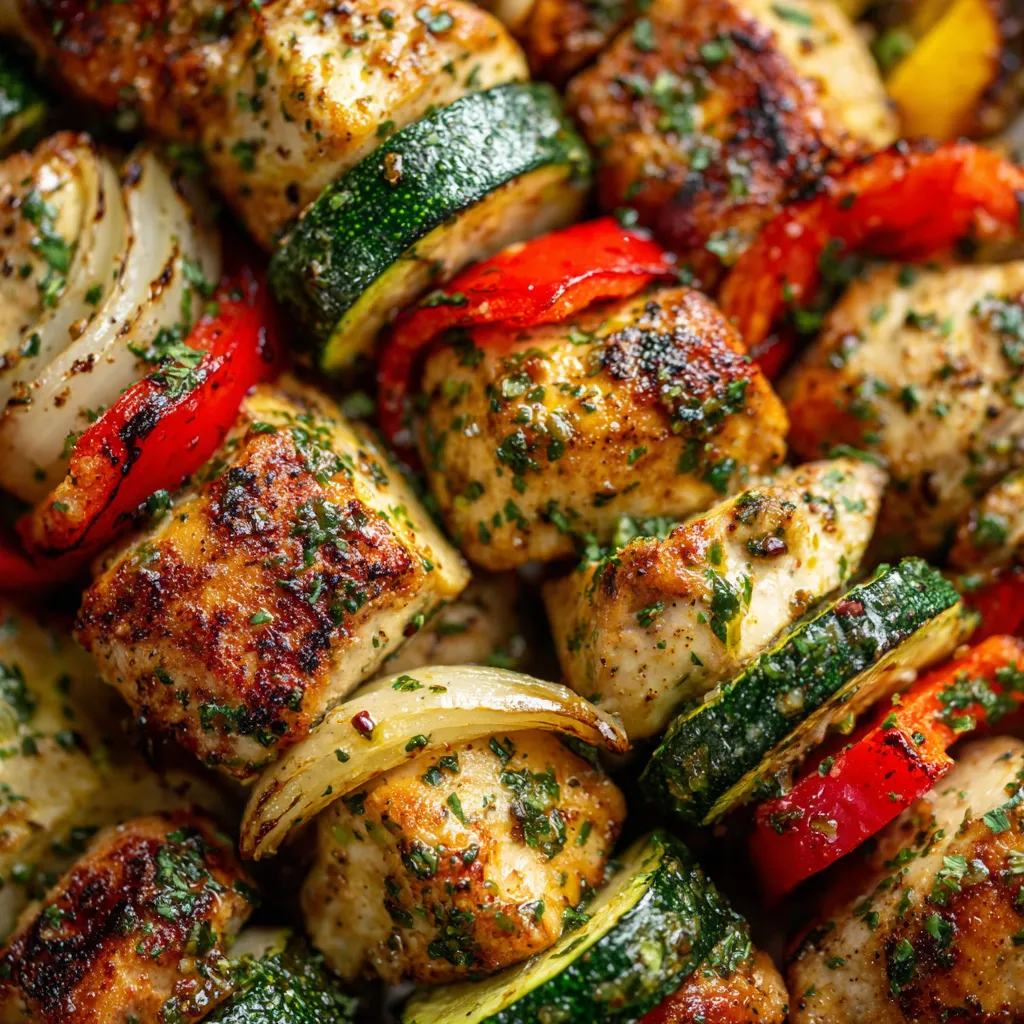 Grilled Chicken Skewers mit Cowboy Butter Marinade.