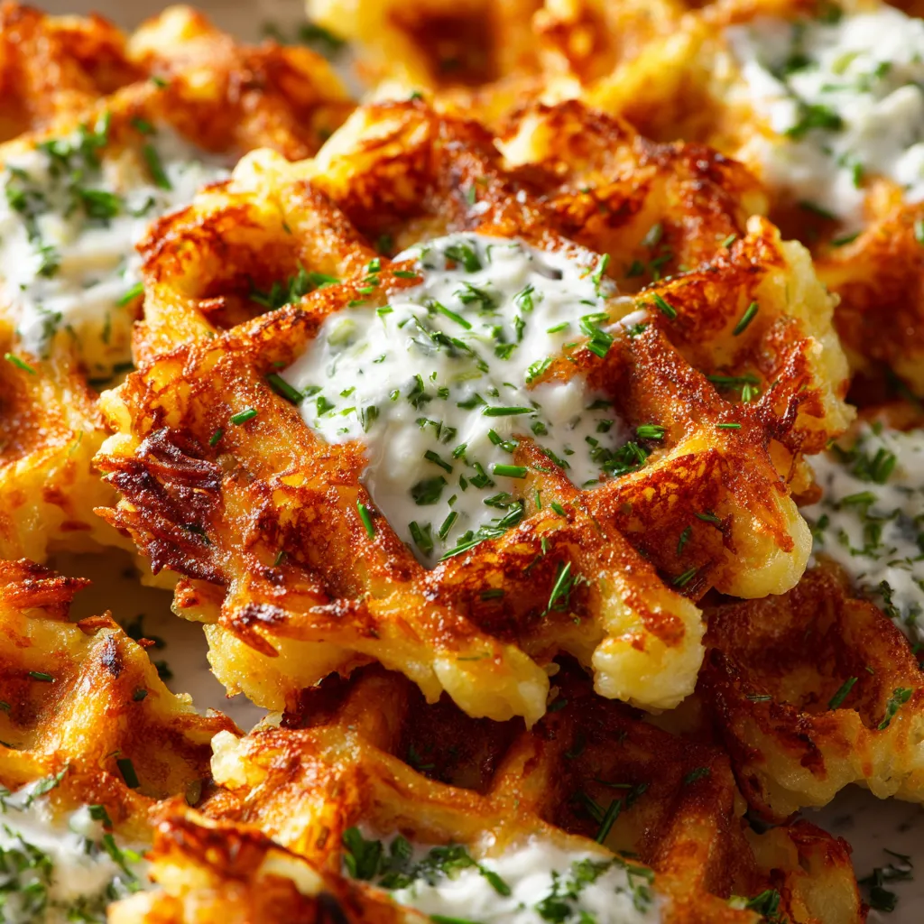 Ein Bild von Kartoffeln, die mit Mayonnaise und Kräutern garniert sind.