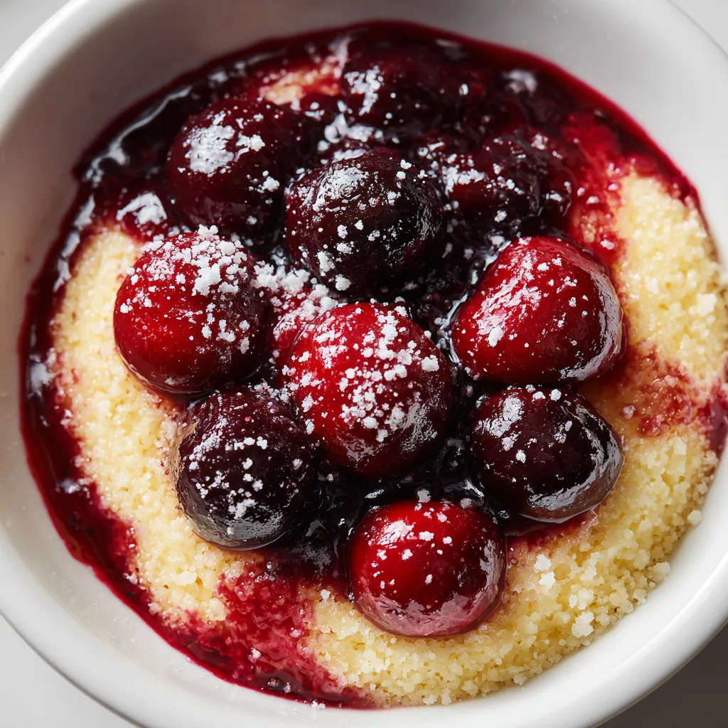 Eine Schüssel mit einer Mischung aus Cranberries, Zucker und Sahne.