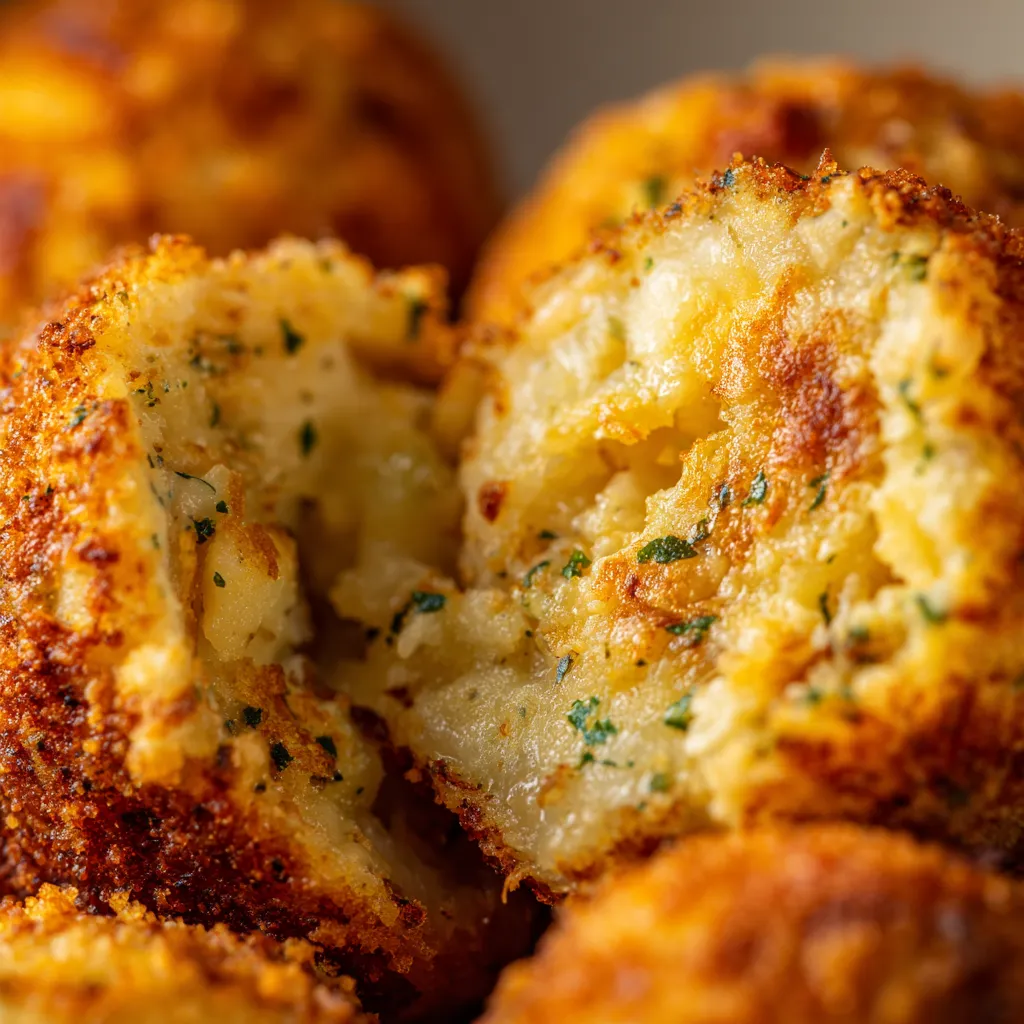 Kartoffelklöße mit Knoblauchbutter-Füllung & Parmesan-Kruste.