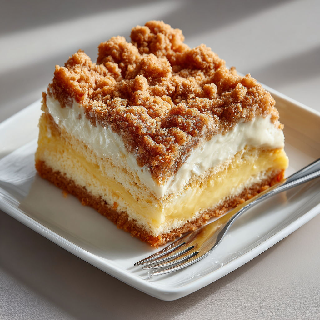 A piece of cake on a plate.