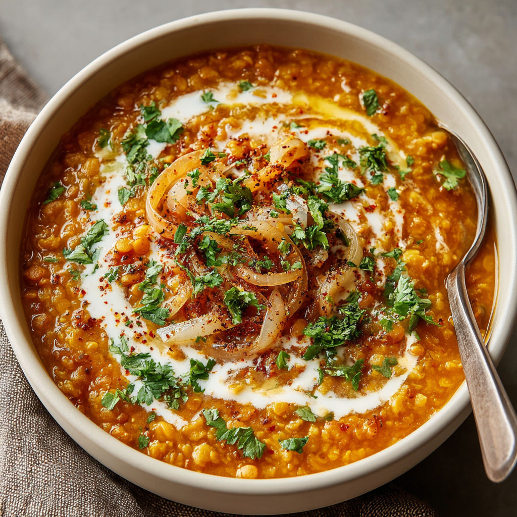 A bowl of soup with onions and other vegetables.