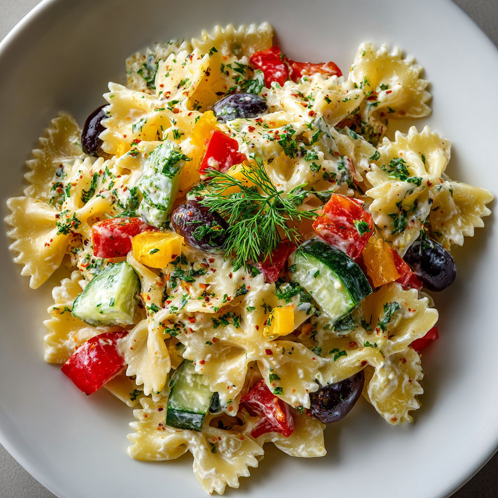 A plate of pasta with vegetables.
