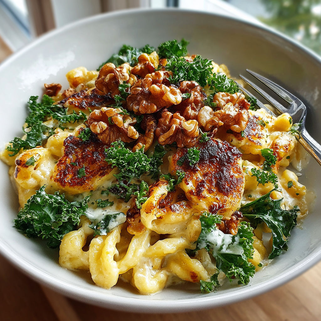 A bowl of food with a fork and a window in the background.