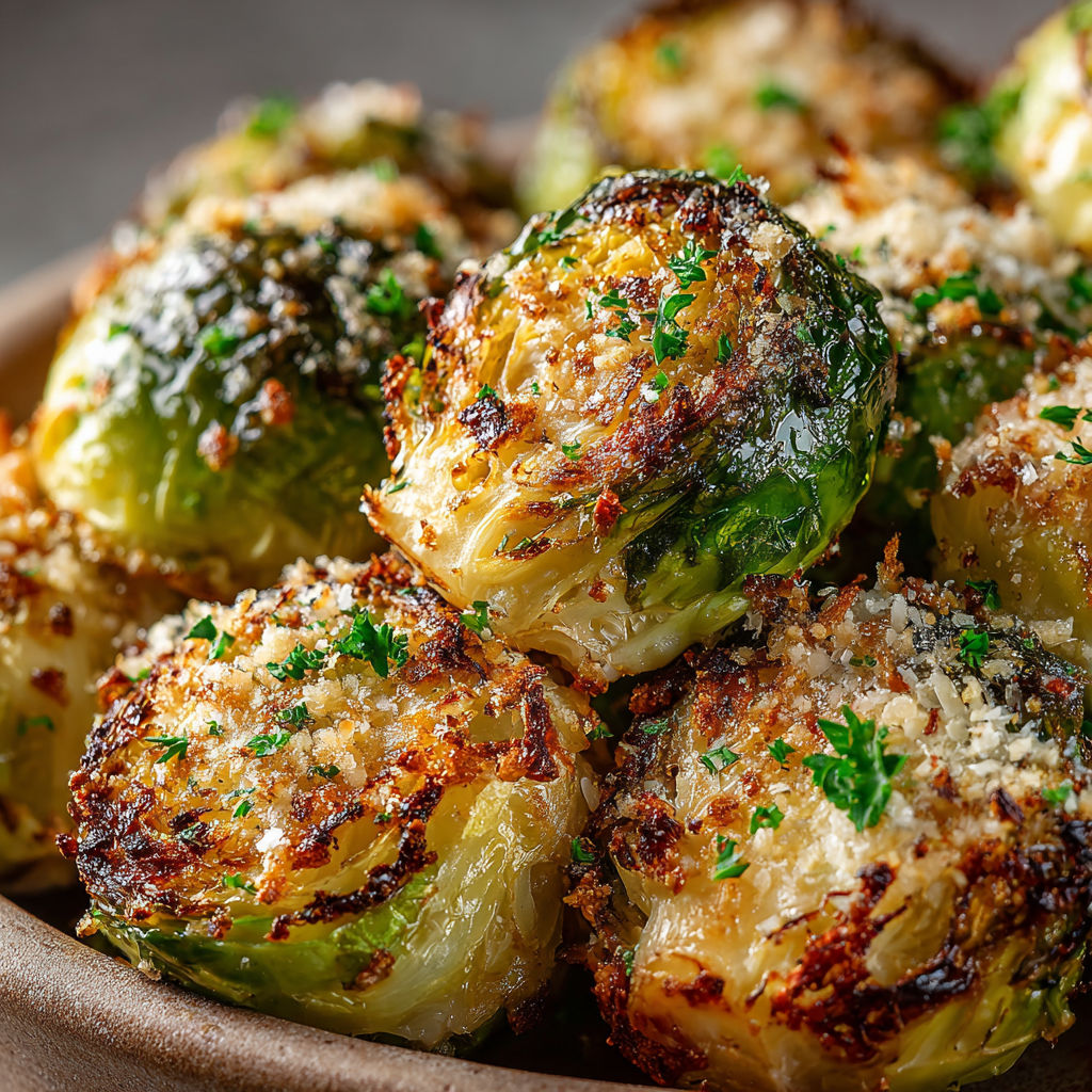 A bowl of Brussels sprouts with cheese on top.