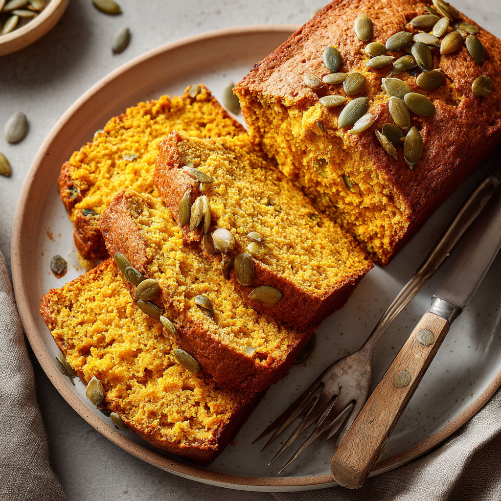 A slice of orange bread with seeds on top.
