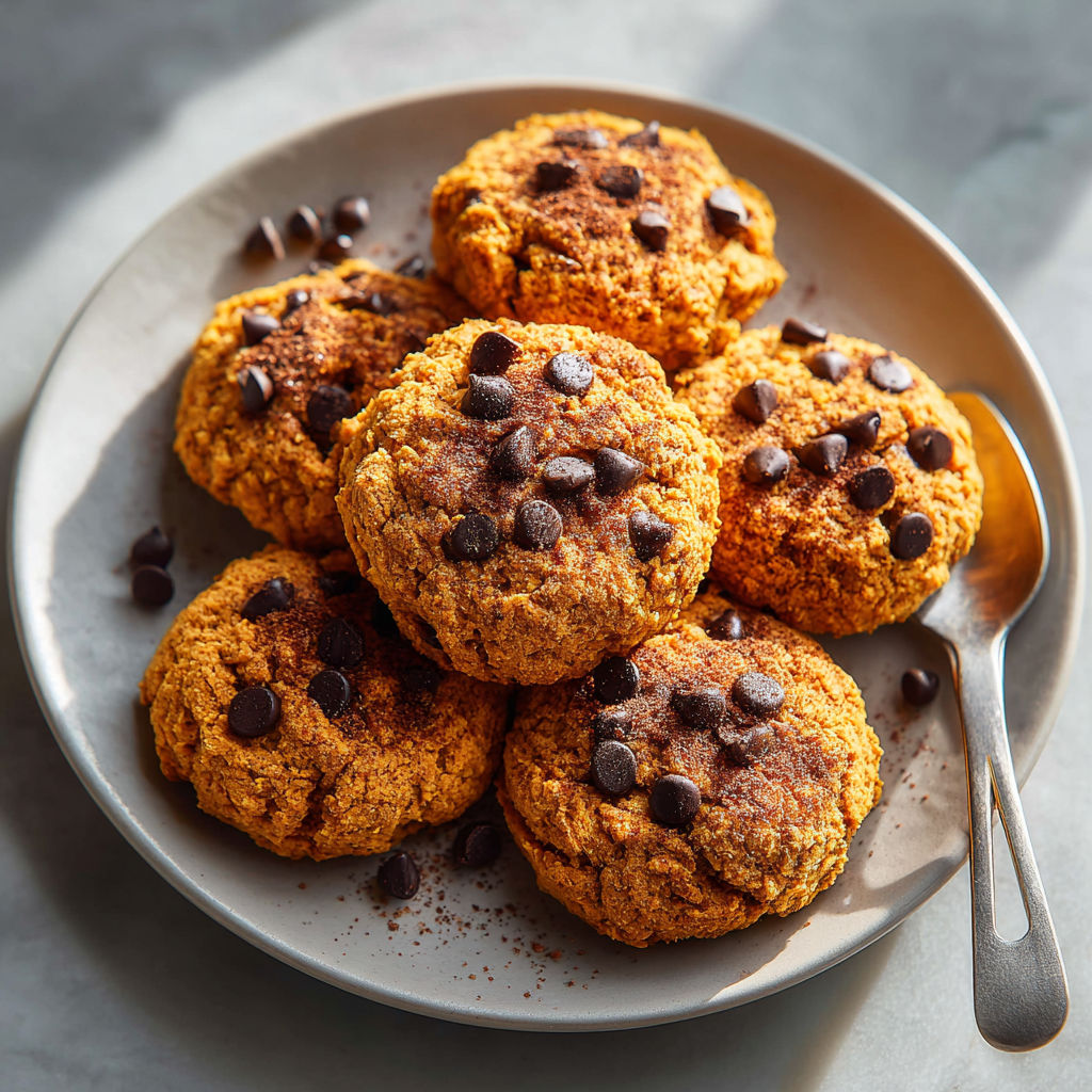 A plate of cookies with chocolate chips.