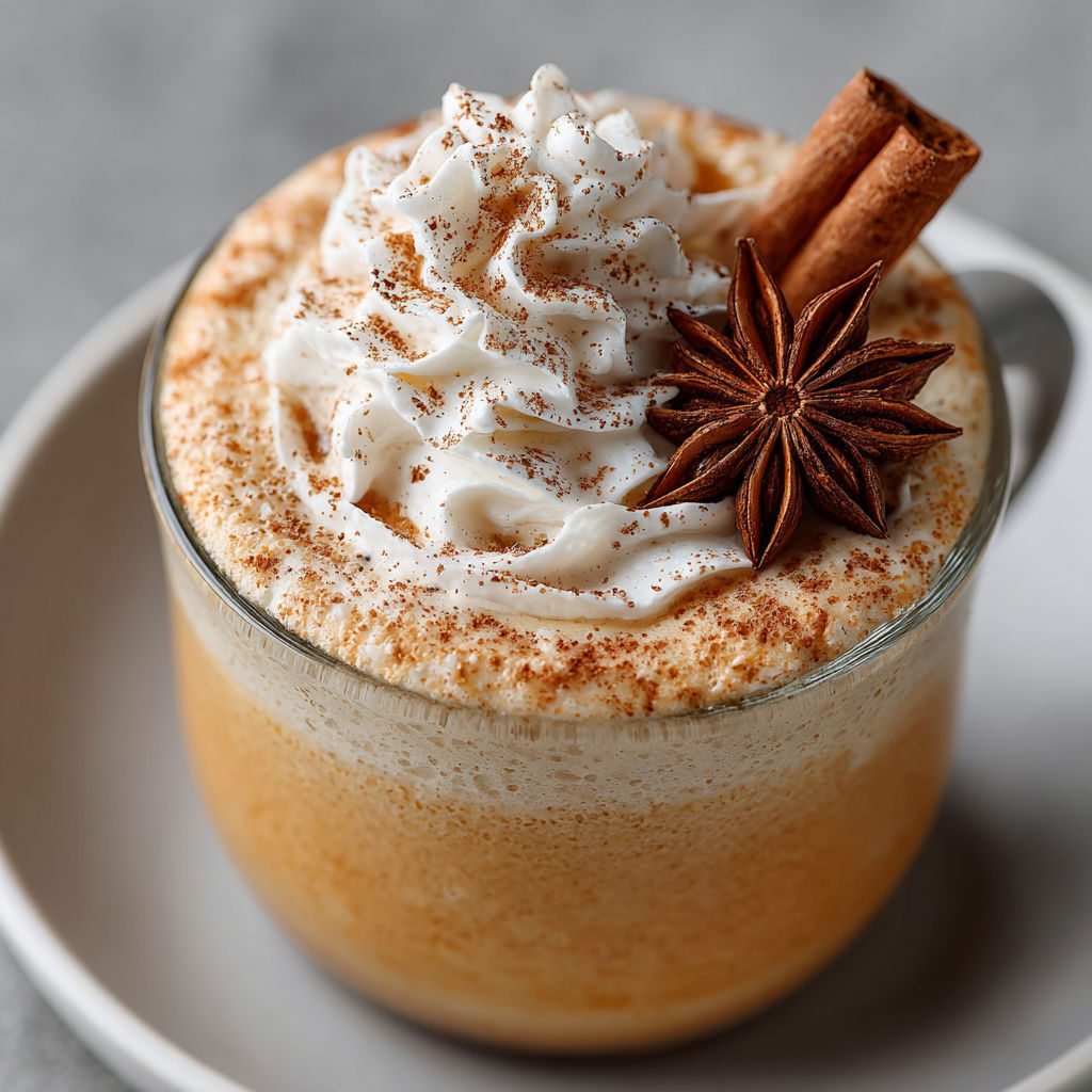 A glass of pumpkin spice premium cocktail.