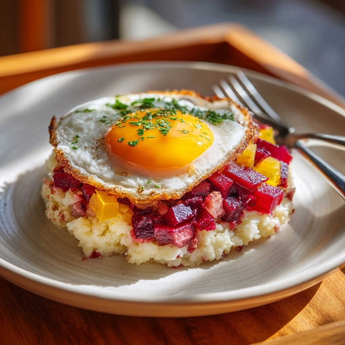 Labskaus Zutaten, fotografiert: Traditionelles Labskaus Rezept mit Erwähnung von Kartoffeln, gepökeltem Fleisch und eingelegter Rote Bete.