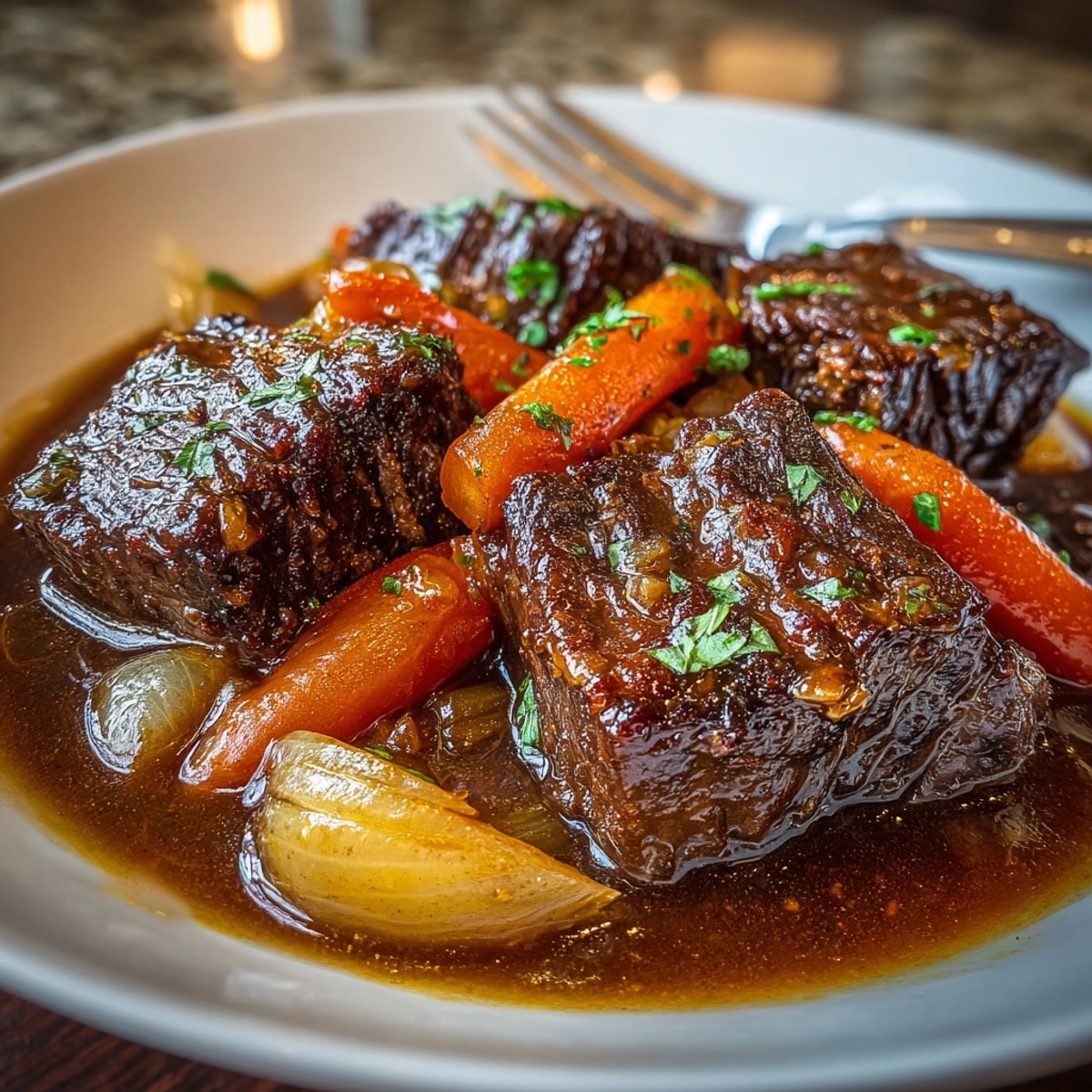 Sauerbraten Rezept: Saftige Rindfleischstücke, langsam gekocht, mit Gewürzen und Essig für ein authentisches deutsches Gericht.