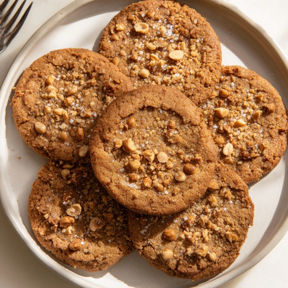 Knusprige, goldbraune Deutsche Haselnussbutterplätzchen; ein köstlicher Genuss zum Kaffee oder als Festtagsleckerei.