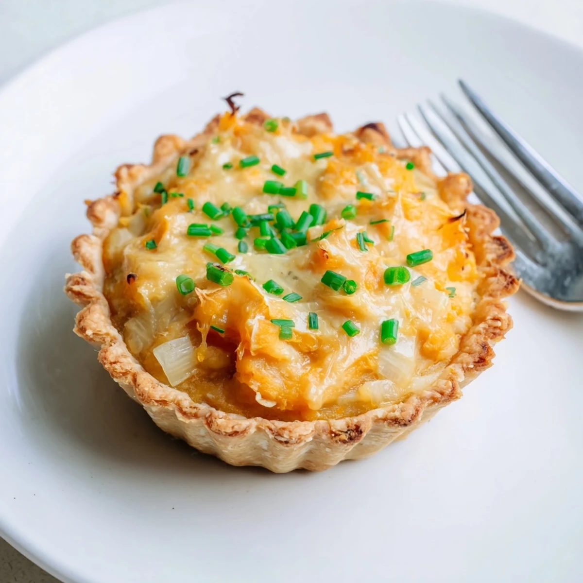 Savory Miso Pumpkin Sauerkraut Tartlets topped with melted cheese, perfect for appetizers.