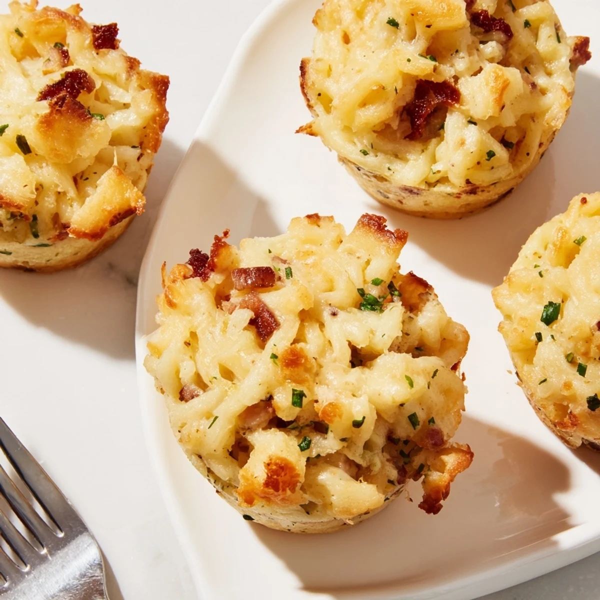 Herzhafte Eggnog Spaetzle Muffins, goldbraun gebacken, köstlich für Brunch-Feiern.