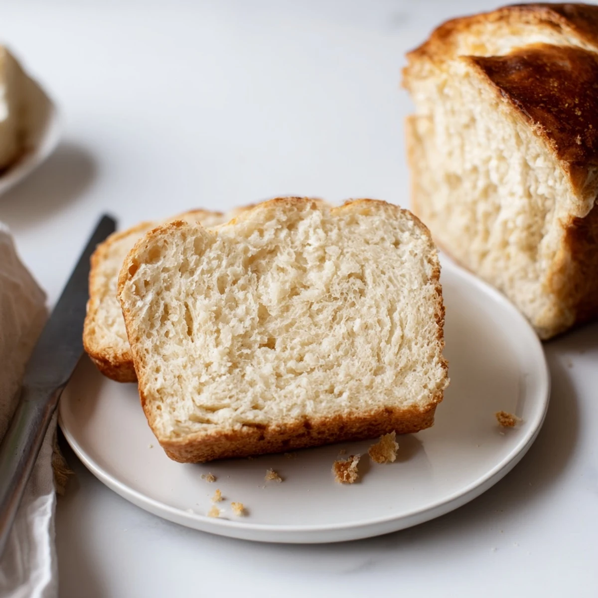 Hausgemachtes Bierbrot mit goldbrauner Kruste und zartem, fluffigem Inneren.