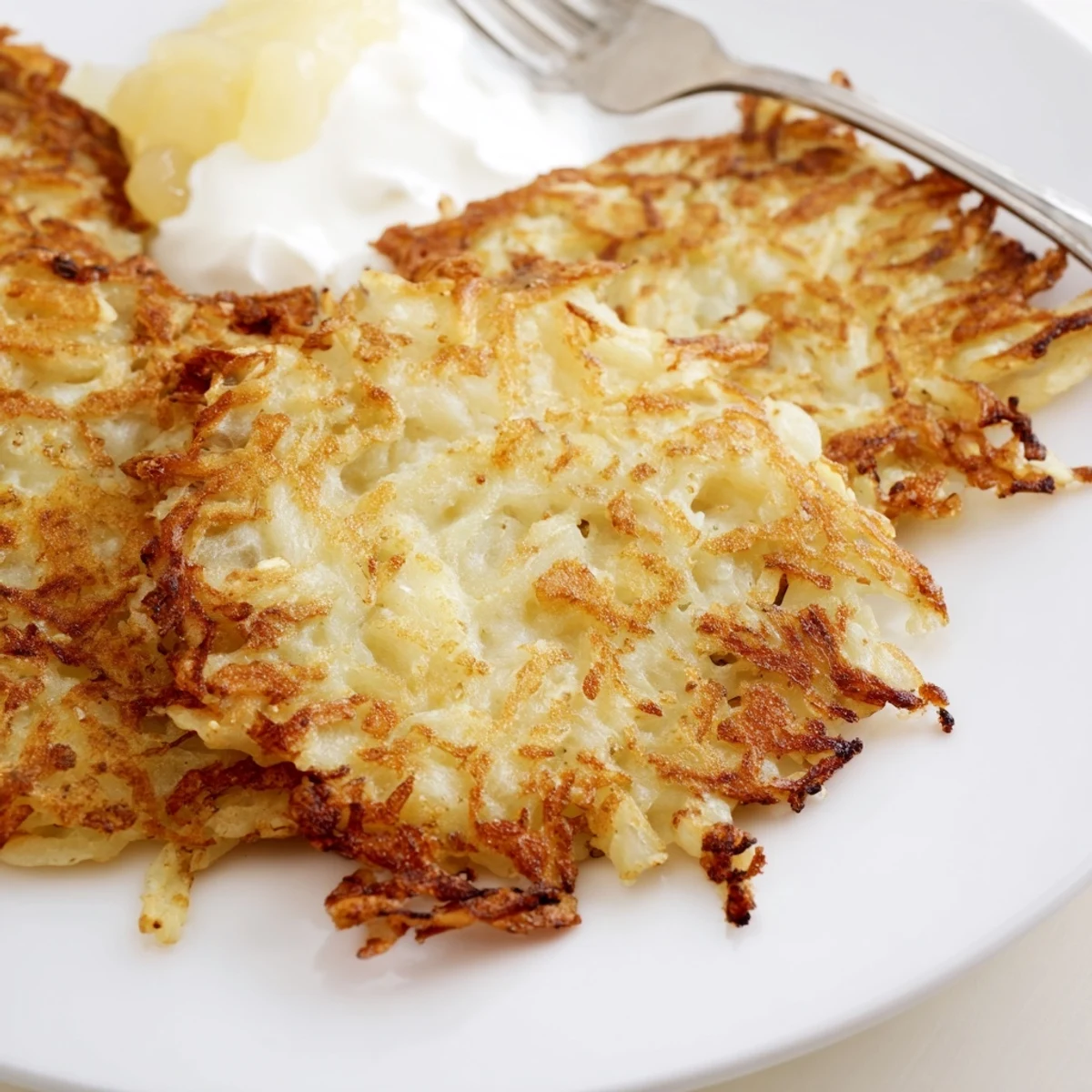 Traditionelle deutsche Kartoffelpuffer, außen knusprig und innen zart, perfekt für Snacks.  