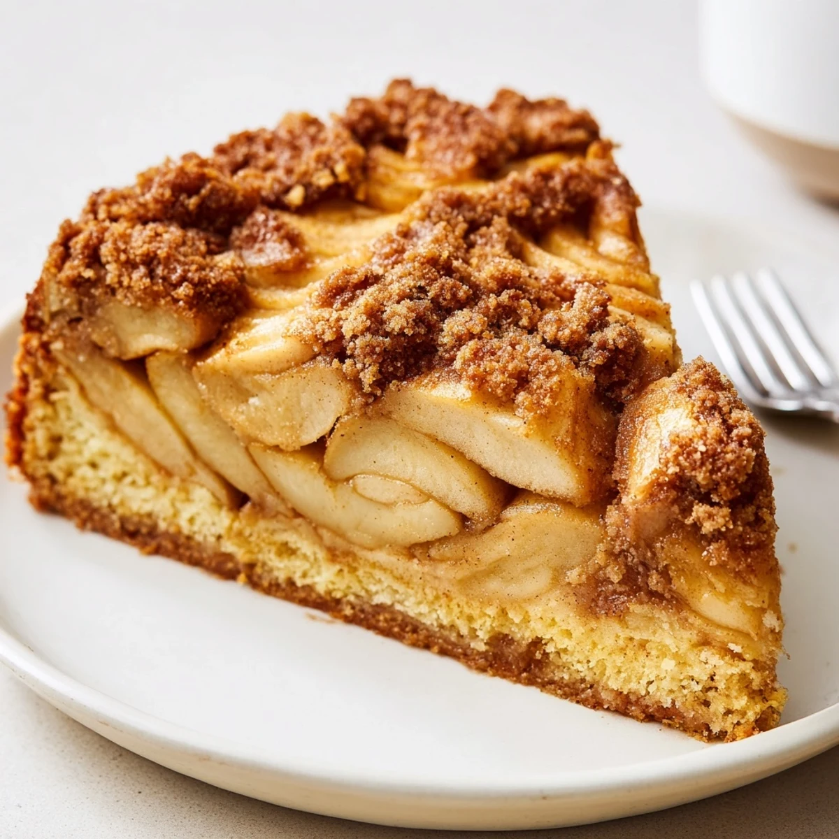 Goldbrauner deutscher Apfelkuchen, reich an Äpfeln und perfekt zum Kaffeeklatsch.