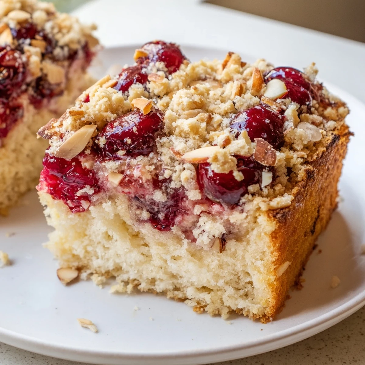 Golden-brown Classic Firefighter Cake with juicy cherries, perfect for dessert enjoyment.