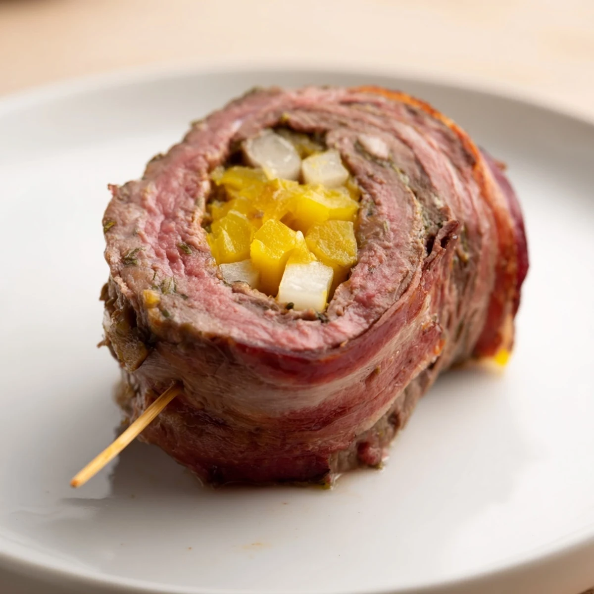 Mini Rouladen appetizers, with their savory bacon and pickle filling, seared golden brown.