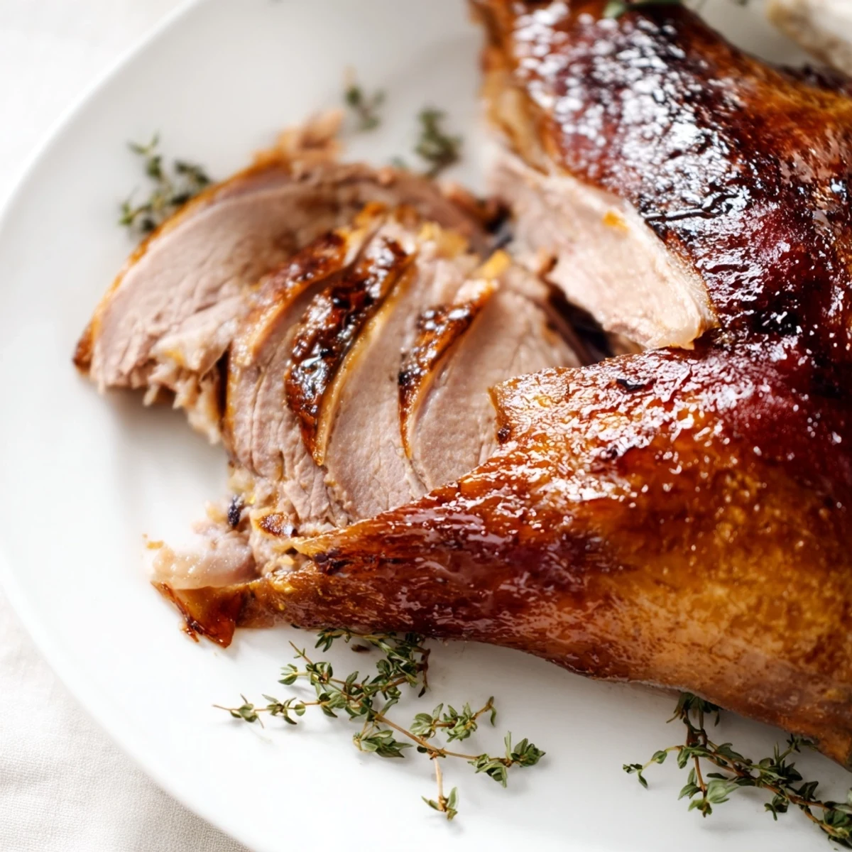 Golden-brown Festive Roast Goose with Asian Five-Spice, ready for carving and serving at a holiday feast.