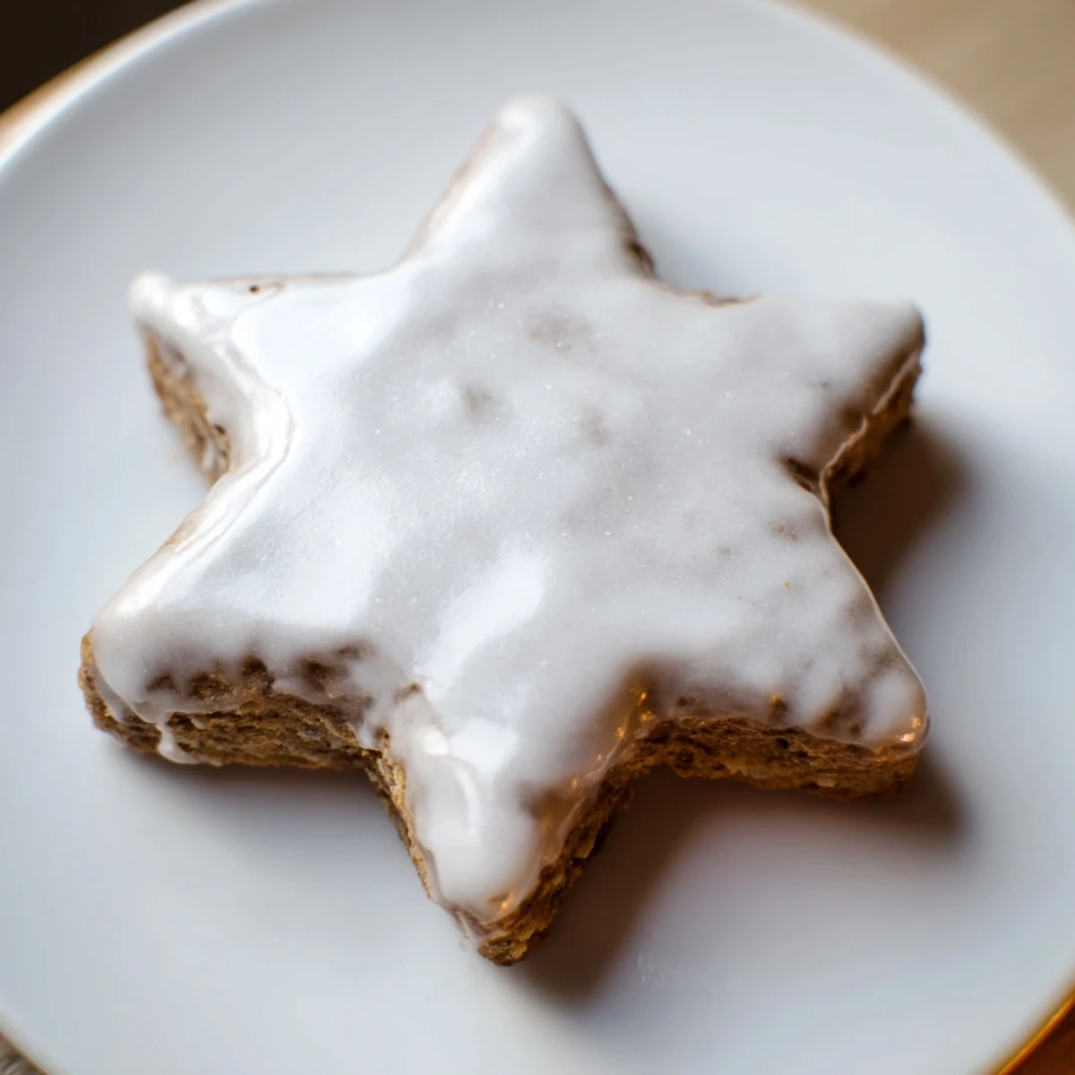 Chewy-centered Budget Zimtsterne, dusted with sweet glaze, ideal for sharing during the holidays.