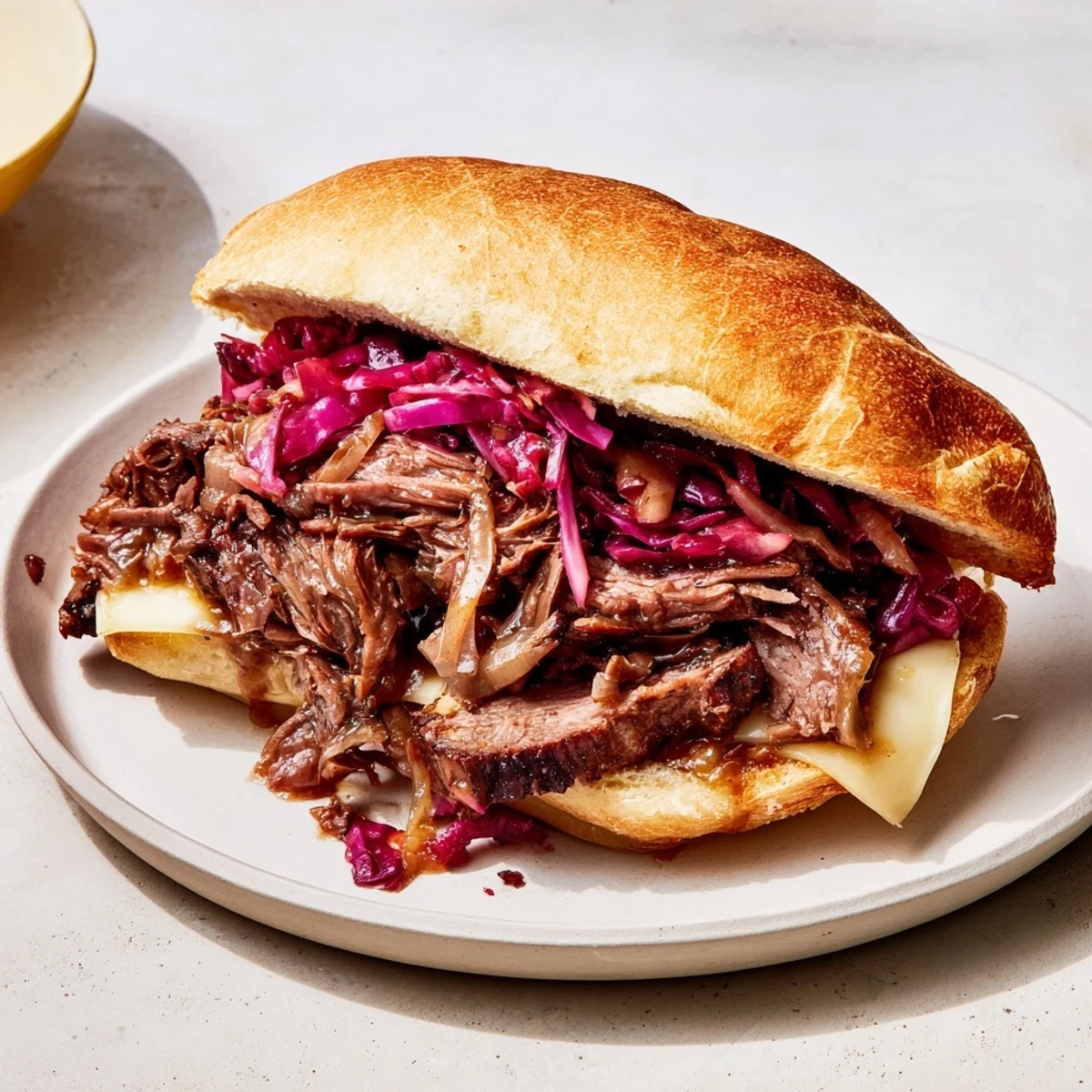 Delicious Sauerbraten sliders on a wooden board, featuring soft buns, cheese, and a perfect family meal.
