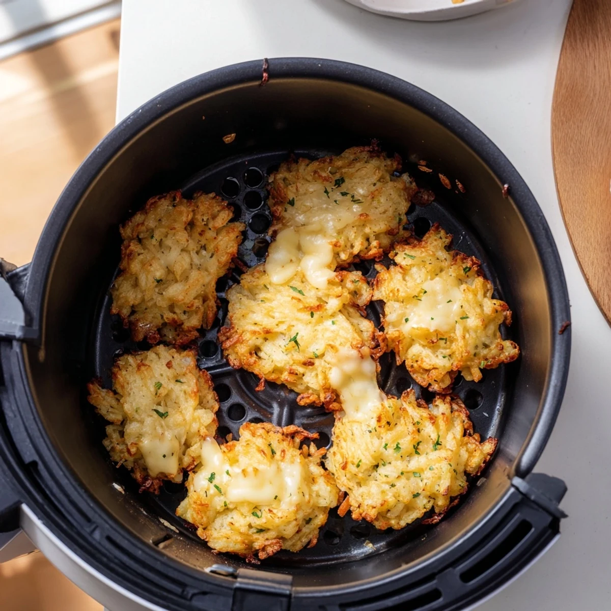 Crispy edges and melted cheese in these Air Fryer Käsespätzle Cups, perfect party snacks.