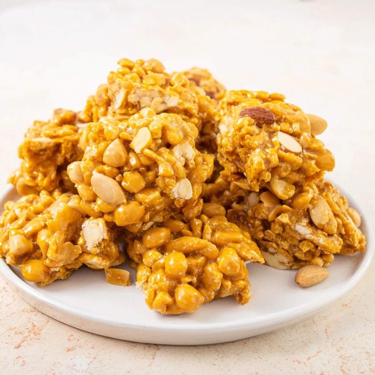 Golden, crunchy budget nut brittle with assorted nuts, glistening, ready for sharing and gifting.