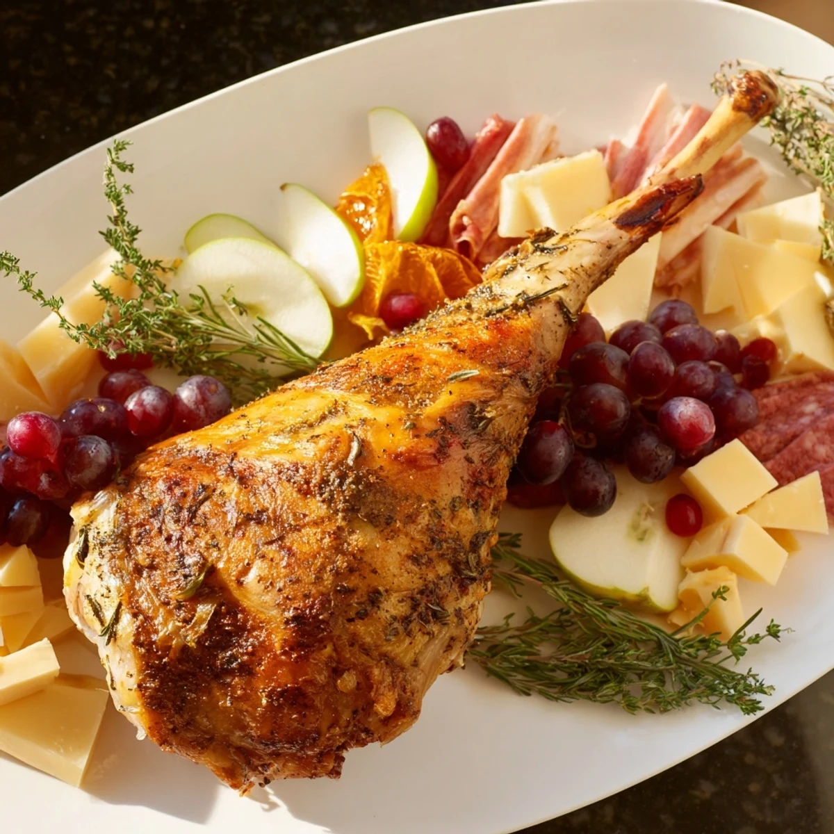 Please provide the 3 SEO-optimized ALT image texts in American English that are written for the recipe: "Thanksgiving Turkey Legs Charcuterie".