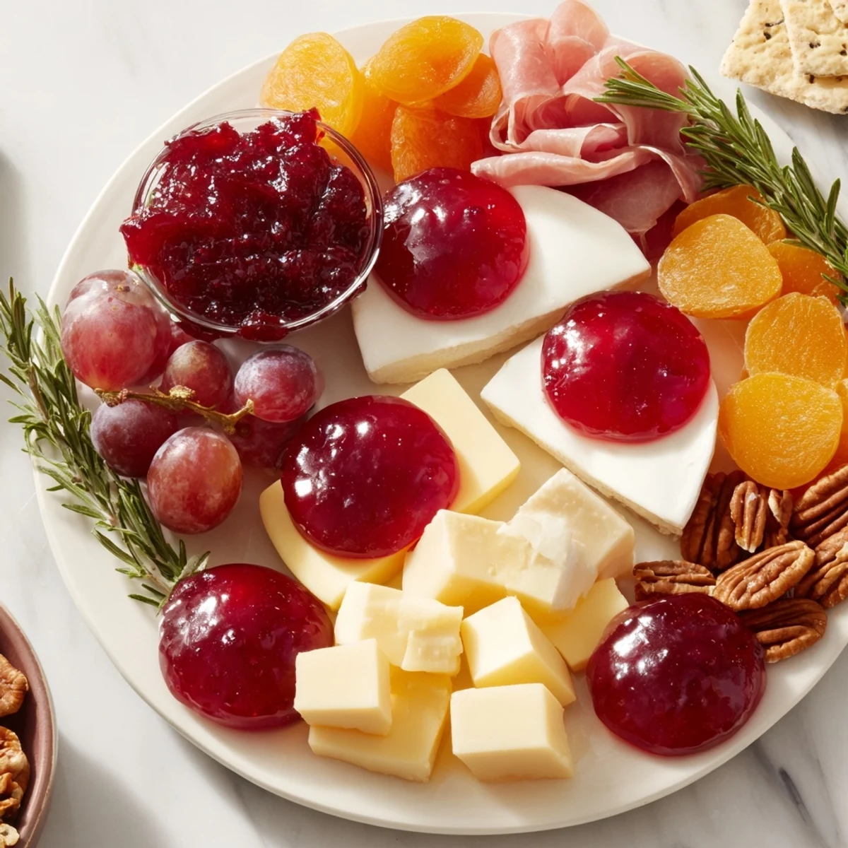 Savory meats, cheeses, and tangy cranberries create this stunning holiday cranberry wreath.