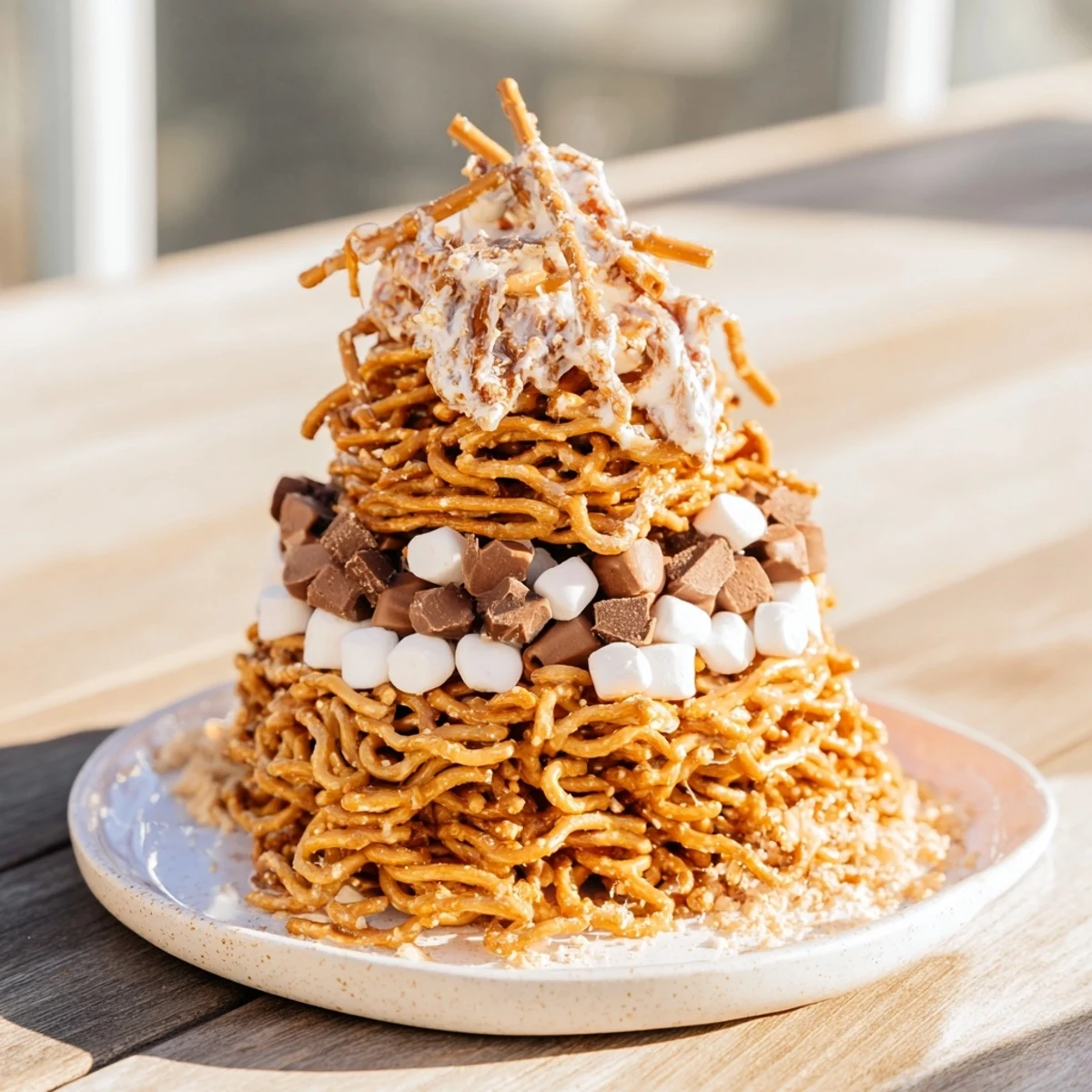 This Haystack Candy Tower features a delightful mix of textures, perfect for sharing at parties.