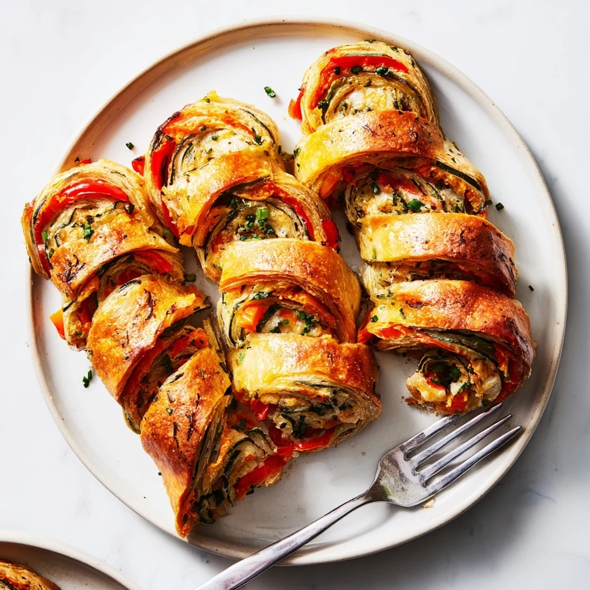 Cercles dHôtes Couronne de Rouleaux, a golden baked savory pastry crown filled with vegetables.