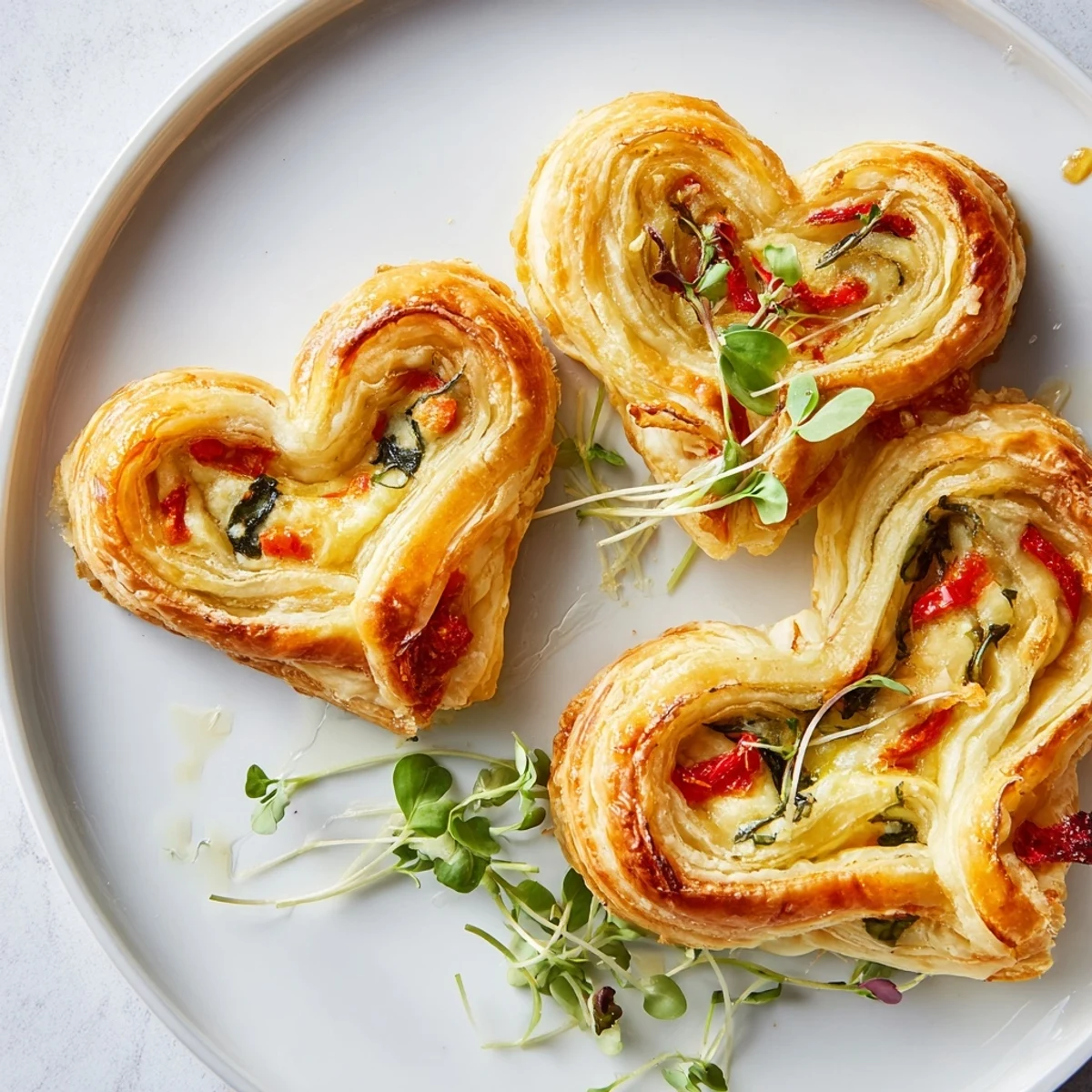 Gefüllte Blätterteigherzen elegant