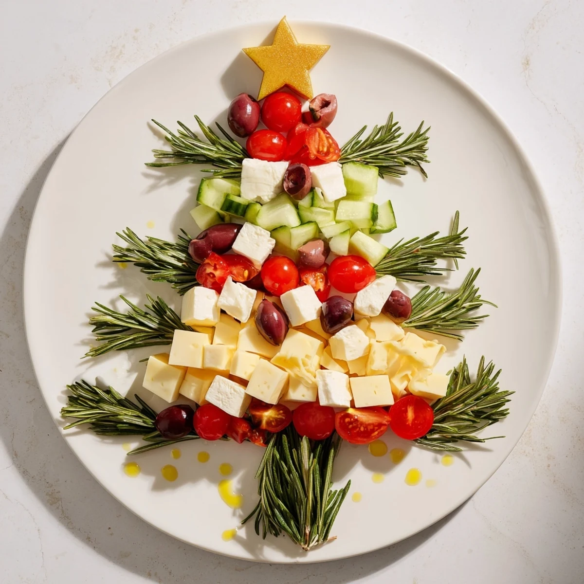 Käse Oliven Tannenzweig Gesteck