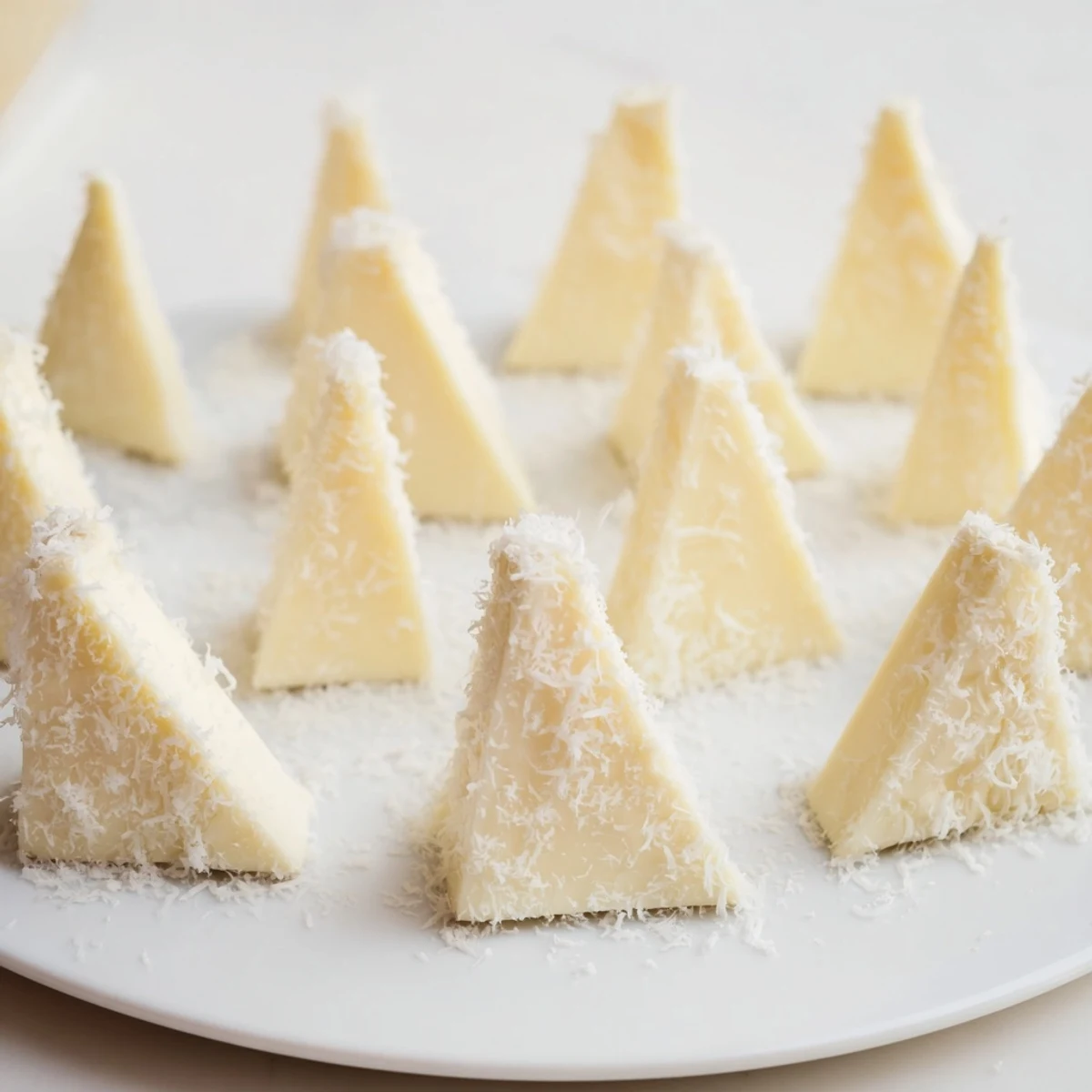 A platter of The Snowcapped Range appetizer, Brie cheese wedges dusted with Parmesan snow.